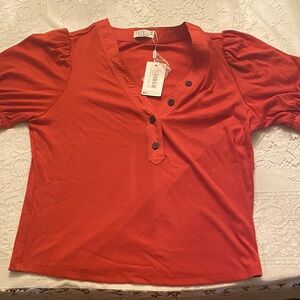 Women's Red Button-Down Top